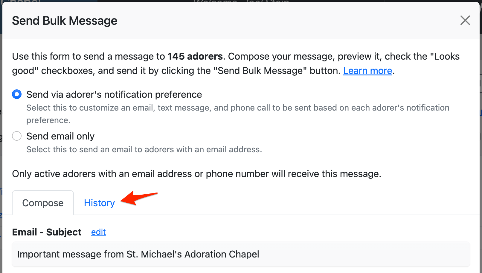 Resending a Bulk Message · We Adore Him