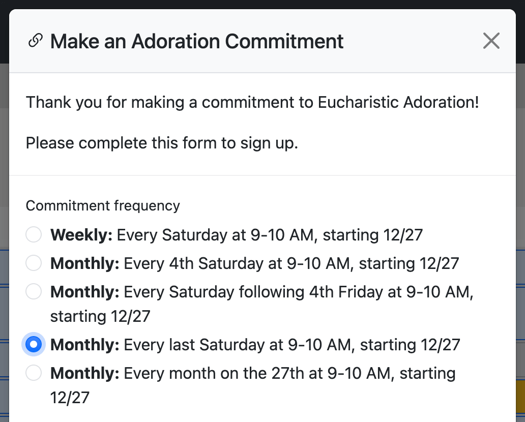 Monthly commitment options