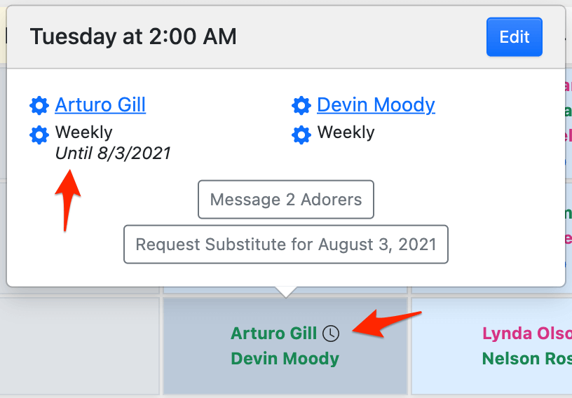 Commitment last date field on the schedule page