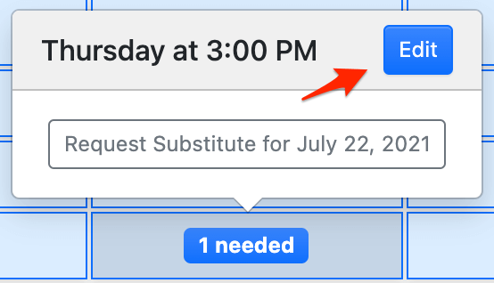 Edit button on the schedule page hour popover