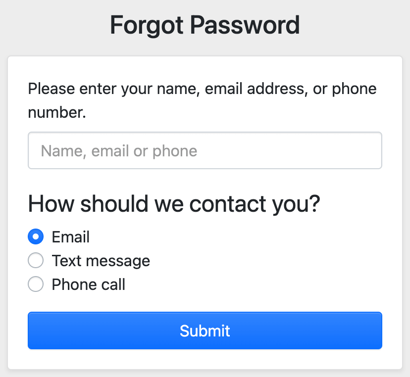 Forgot Password form