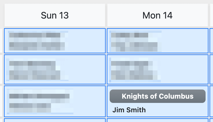 Group commitment as an hour title on the schedule page