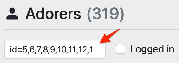 ID search filter on the adorers page
