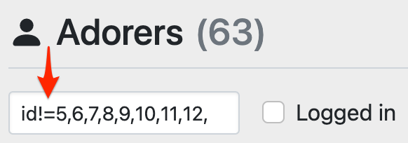 Inverted ID search filter on the adorers page
