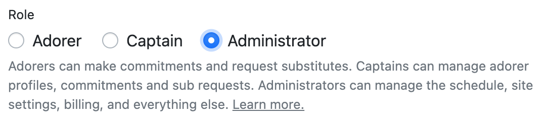 Assign the Administrator role to an adorer