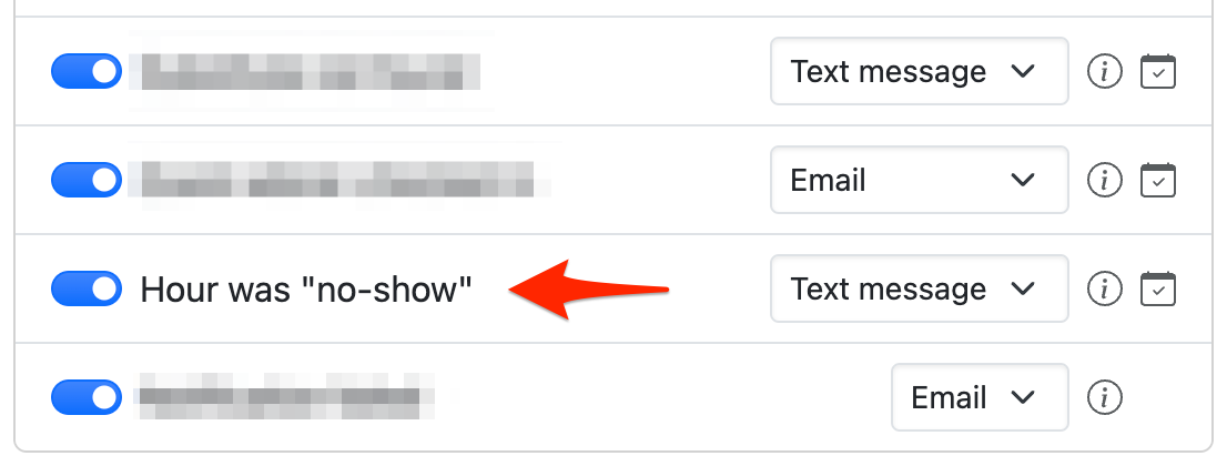 Hour was "no-show" admin notification