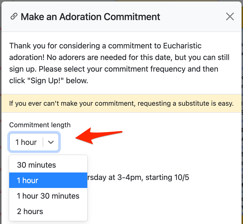 Commitment length field on commitment modal