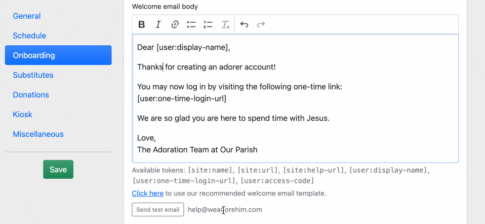 Preview the welcome email