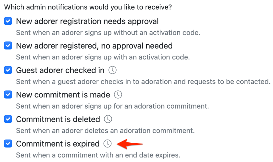 Commitment is expired admin notification