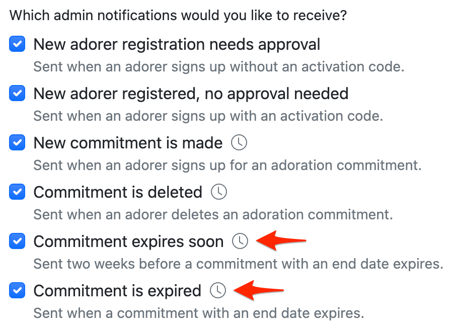 Expiring commitment admin notifications