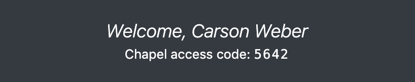 Access code at the top of the page