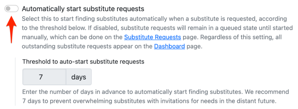 Automatically pause substitute requests