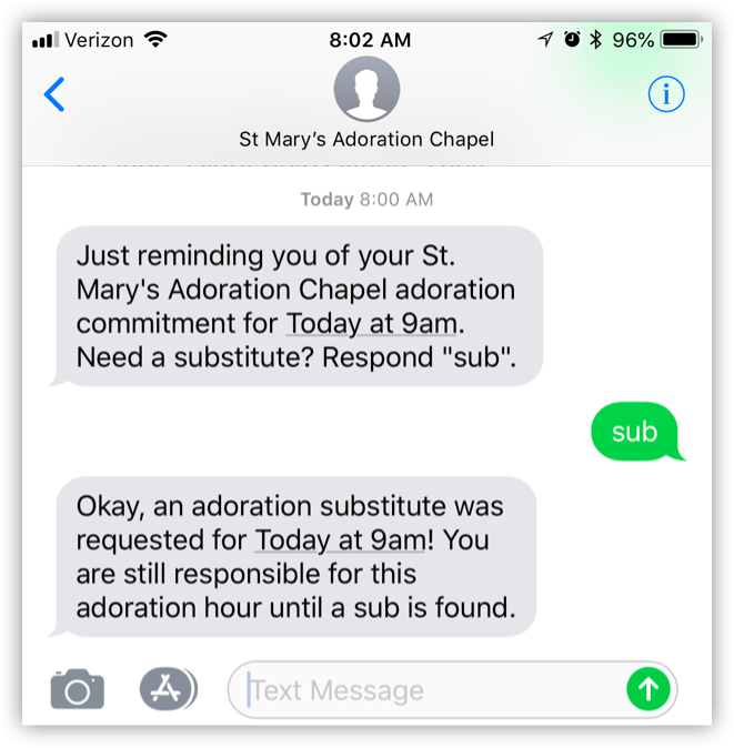 Request a substitute via text message