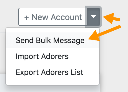 Send Bulk Message button on the Adorers page