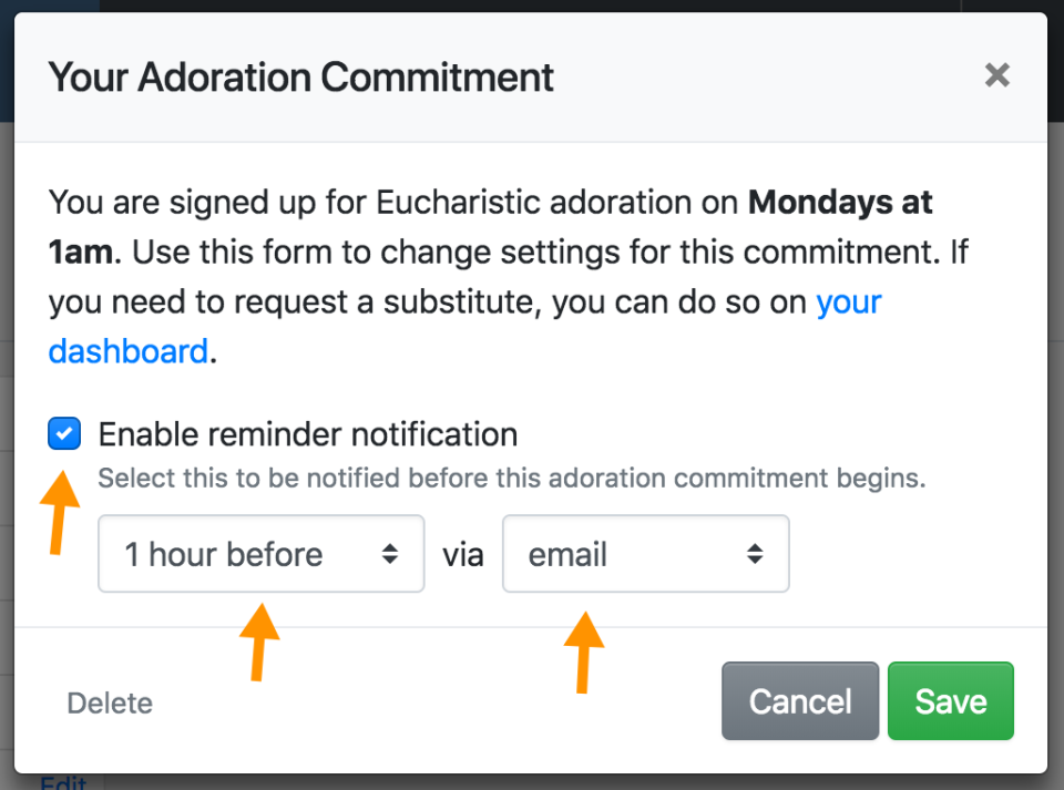 Set a reminder notification on a commitment